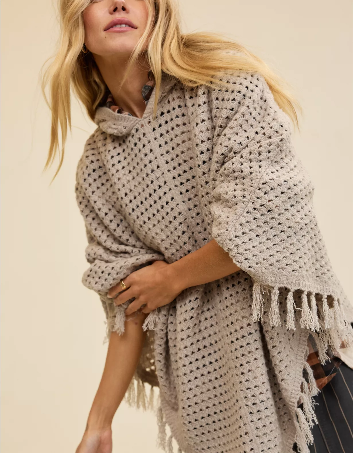 Aerie Open Stitch Fringe Cape Stone Harbor