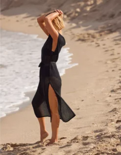 Aerie Crochet Pullover Cape True Black