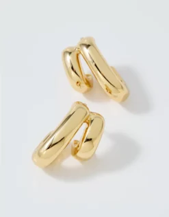 Aerie Double U Hoop Earrings Gold