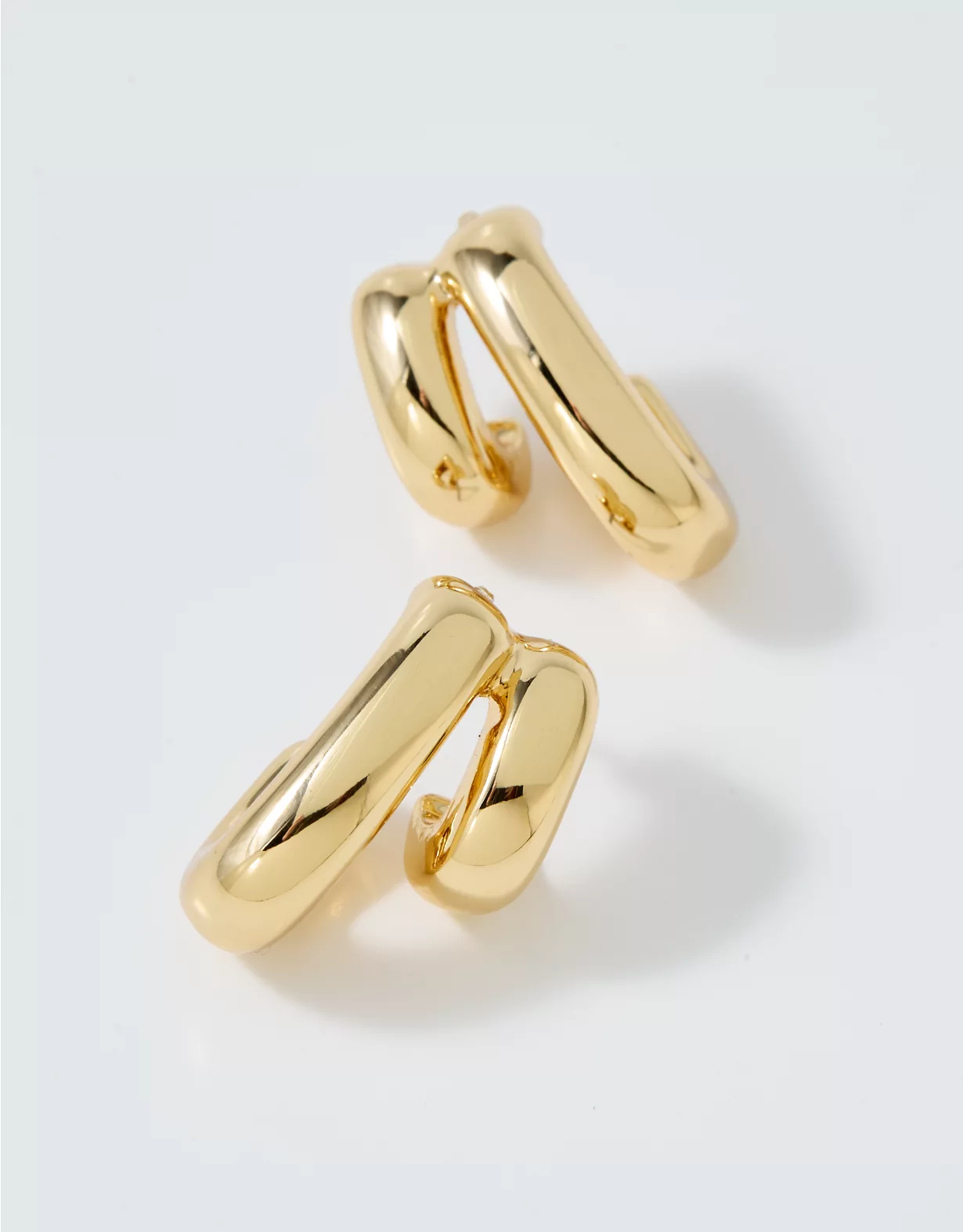 Aerie Double U Hoop Earrings Gold