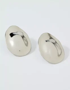 Aerie Oval Hammered Jumbo Earrings Silver