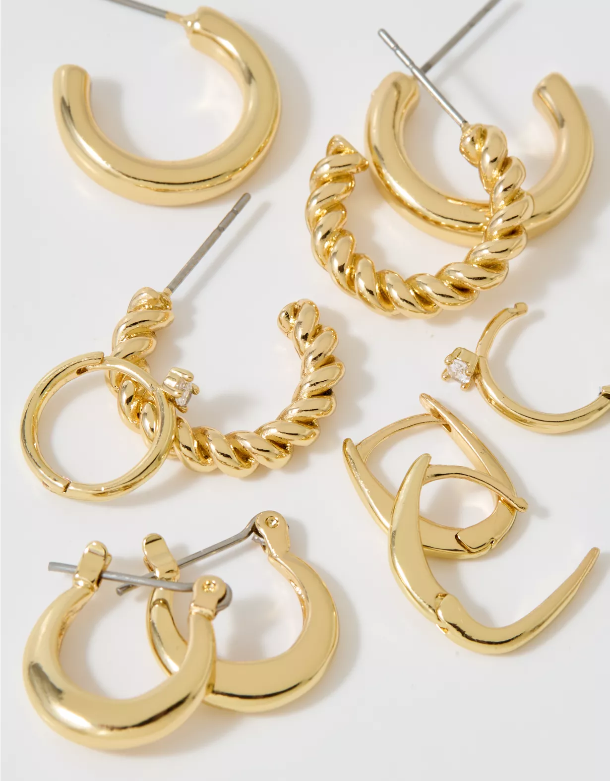 Aerie Basic Hoop Earrings 5-Pack Gold - Image 2