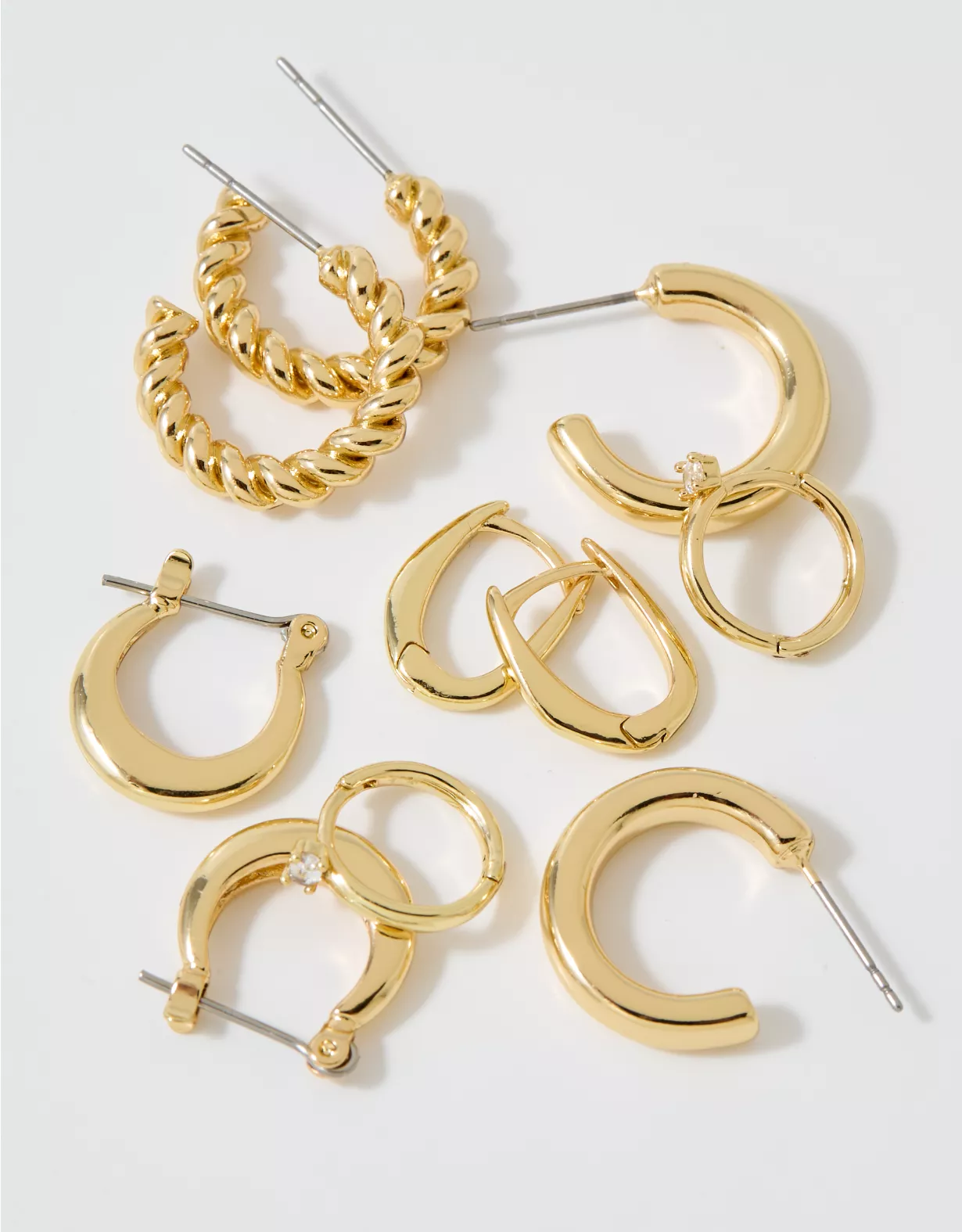 Aerie Basic Hoop Earrings 5-Pack Gold