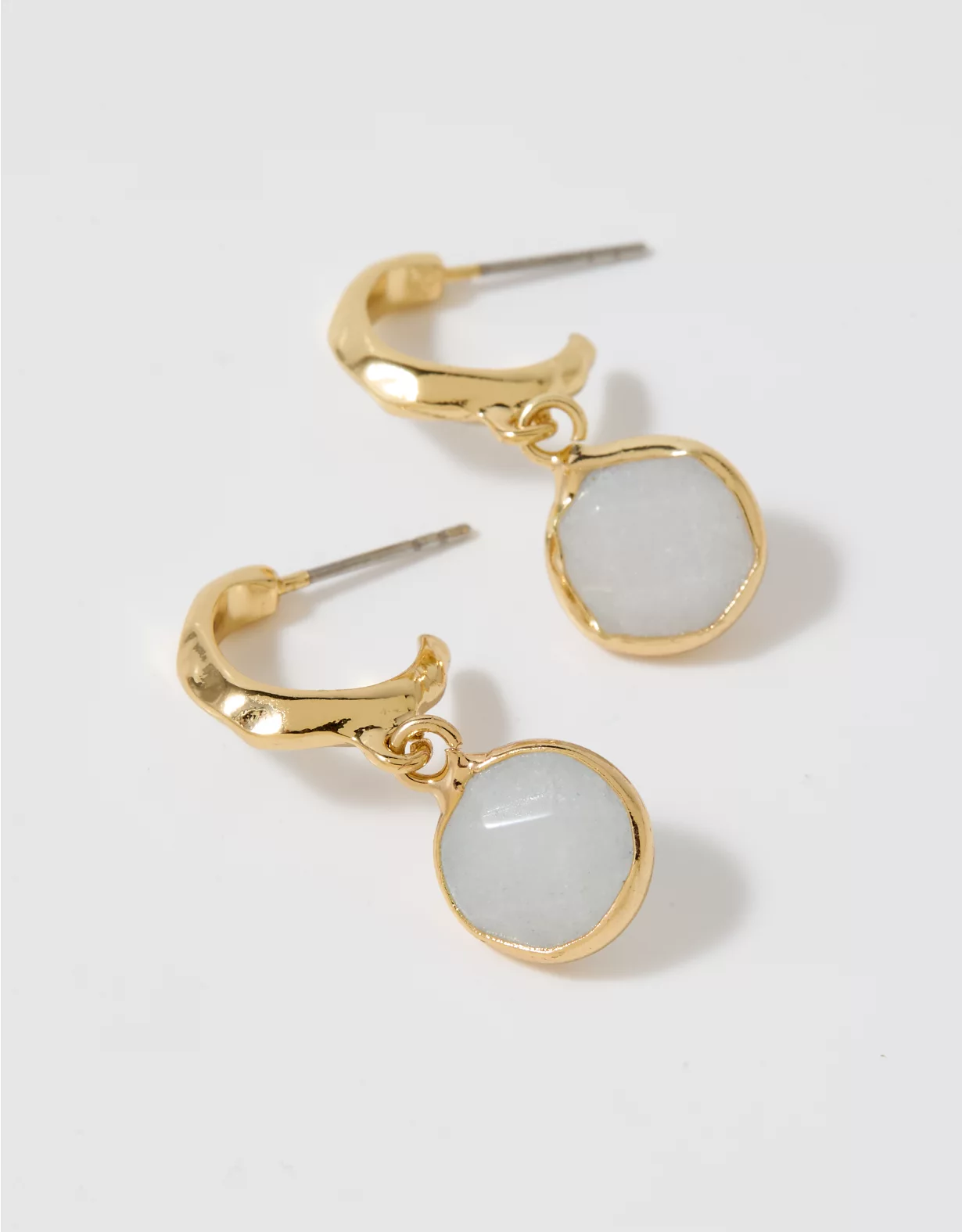 Aerie Colored Stone Hoop Earrings Gold - Image 2