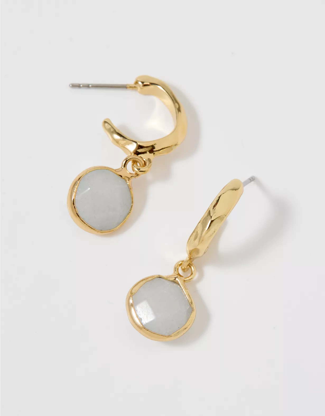 Aerie Colored Stone Hoop Earrings Gold