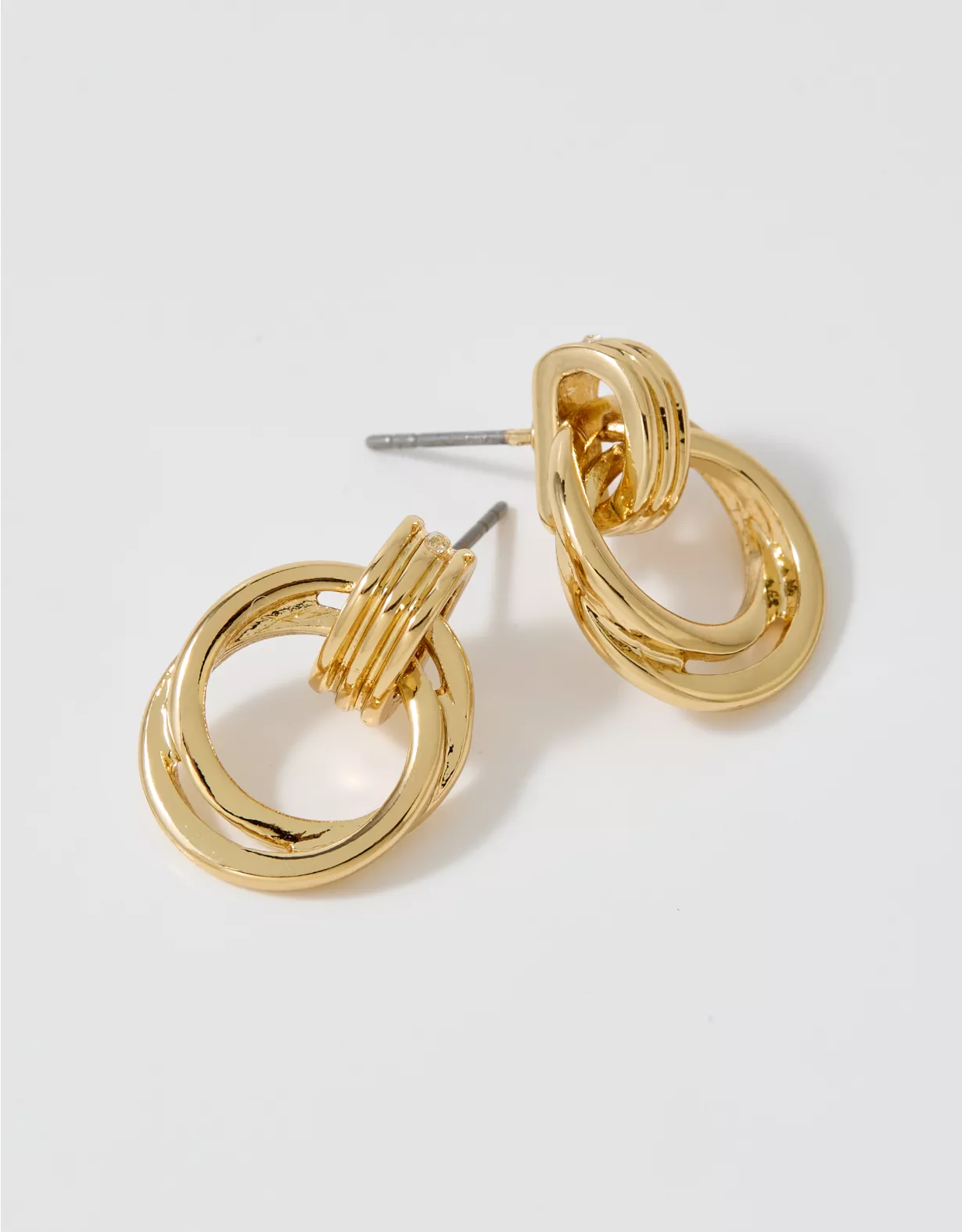 Aerie Mini Double Circle Hoop Earrings Gold - Image 2