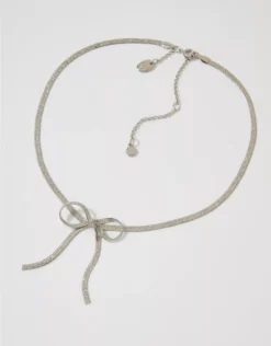 Aerie Stardust Bow Necklace Silver