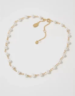 Aerie Pearl Choker Necklace Gold