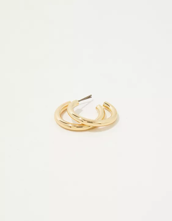 Aerie Gold Hoop Earrings Gold - Image 3