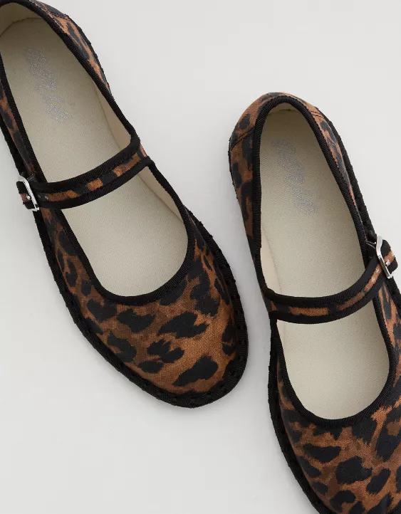 Aerie Mary Jane Ballet Flats Brown - Image 3