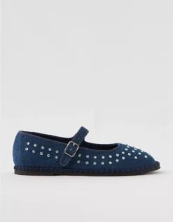 Aerie Denim Mary Jane Ballet Flats Blue