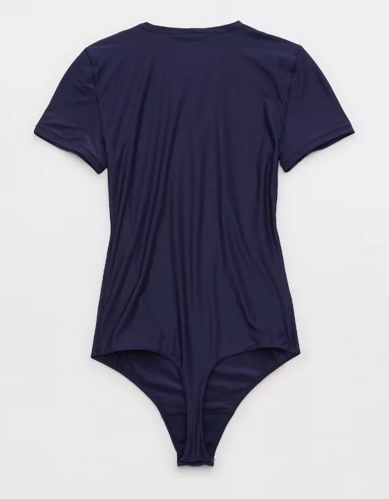 Aerie SMOOTHEZ Short Sleeve Bodysuit Navy - Image 4