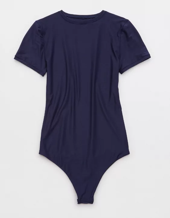 Aerie SMOOTHEZ Short Sleeve Bodysuit Navy - Image 3