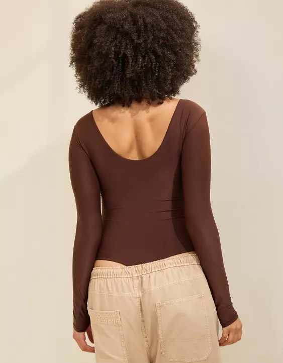 Aerie SMOOTHEZ Long Sleeve Plunge Bodysuit Canyon Sun - Image 2