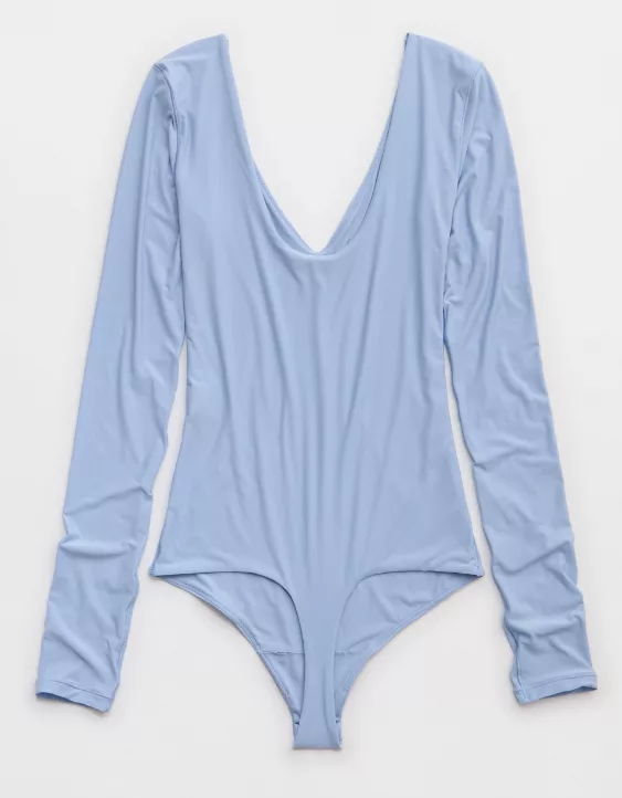 Aerie SMOOTHEZ Long Sleeve Plunge Bodysuit Monaco Blue - Image 5