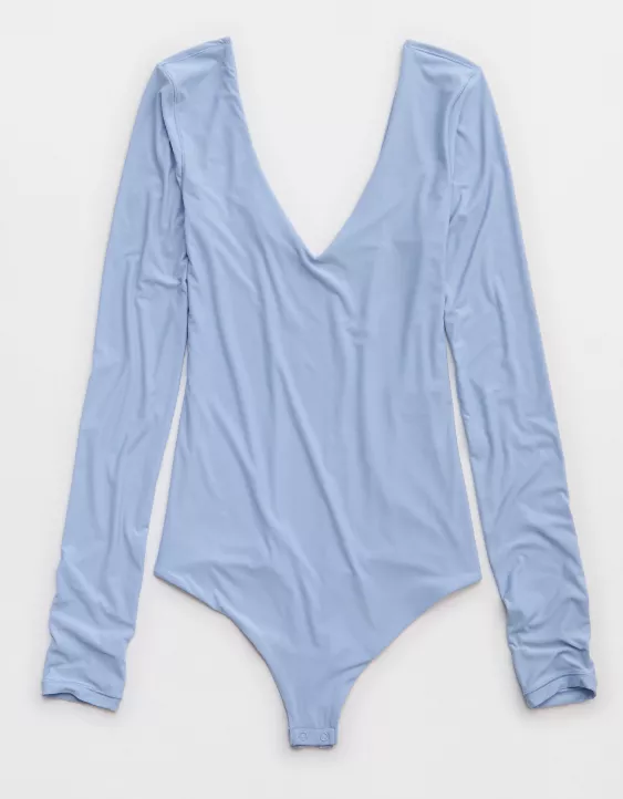 Aerie SMOOTHEZ Long Sleeve Plunge Bodysuit Monaco Blue - Image 4