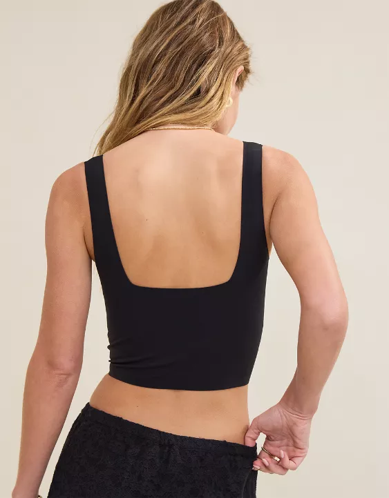 Aerie SMOOTHEZ Square Neck Tank Top True Black - Image 9