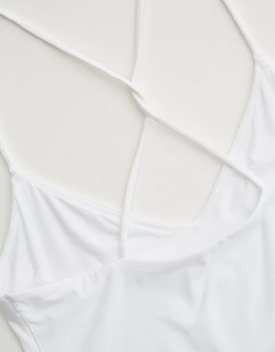 Aerie SMOOTHEZ Strappy Back Tank Top White - Image 8