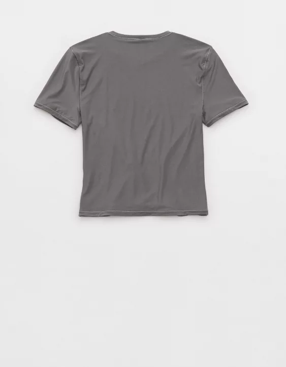 Aerie SMOOTHEZ Short Sleeve Crew T-Shirt Shell Gray - Image 4