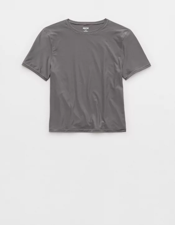 Aerie SMOOTHEZ Short Sleeve Crew T-Shirt Shell Gray - Image 3