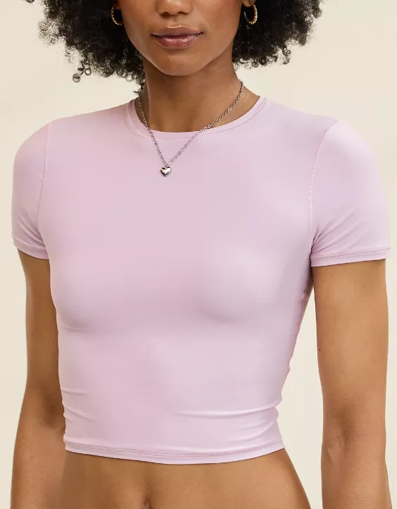 Aerie SMOOTHEZ Short Sleeve Crew T-Shirt Orchid - Image 5