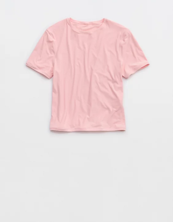 Aerie SMOOTHEZ Short Sleeve Crew T-Shirt Club Pink - Image 3