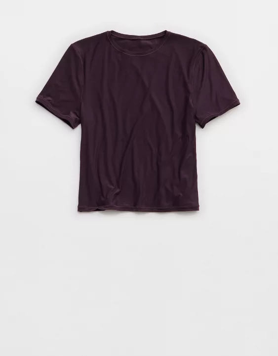 Aerie SMOOTHEZ Short Sleeve Crew T-Shirt Cool Berry - Image 3
