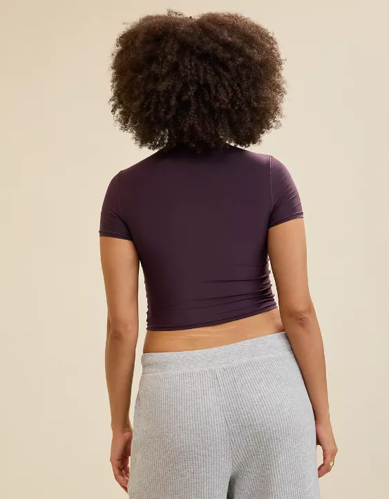 Aerie SMOOTHEZ Short Sleeve Crew T-Shirt Cool Berry - Image 2