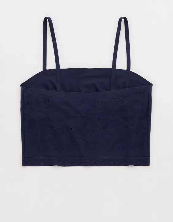 Aerie SMOOTHEZ Lace Tank Top Navy - Image 4