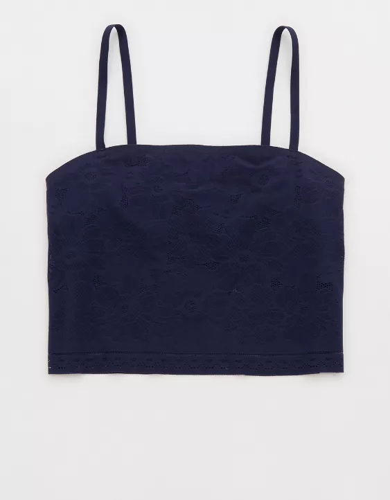 Aerie SMOOTHEZ Lace Tank Top Navy - Image 3
