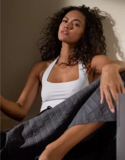 Aerie SMOOTHEZ Halter Tank Top White