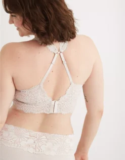 Aerie Eyelash Lace Plunge Bralette Soft Satin