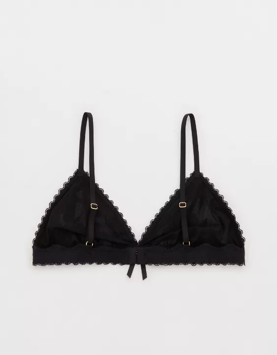 Aerie Show Off Feeling Femme Lace Triangle Bralette True Black - Image 4