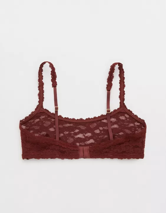 Aerie Show Off Vintage Lace Scoop Bralette Dark Rust - Image 4