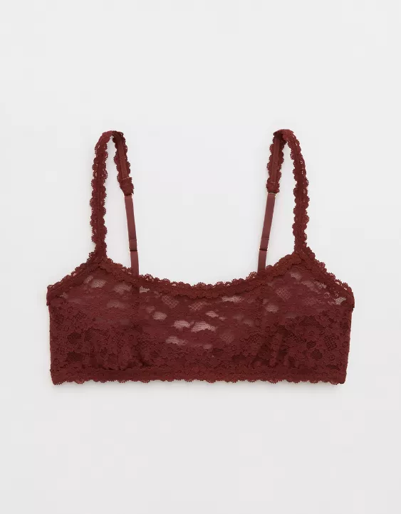 Aerie Show Off Vintage Lace Scoop Bralette Dark Rust - Image 3