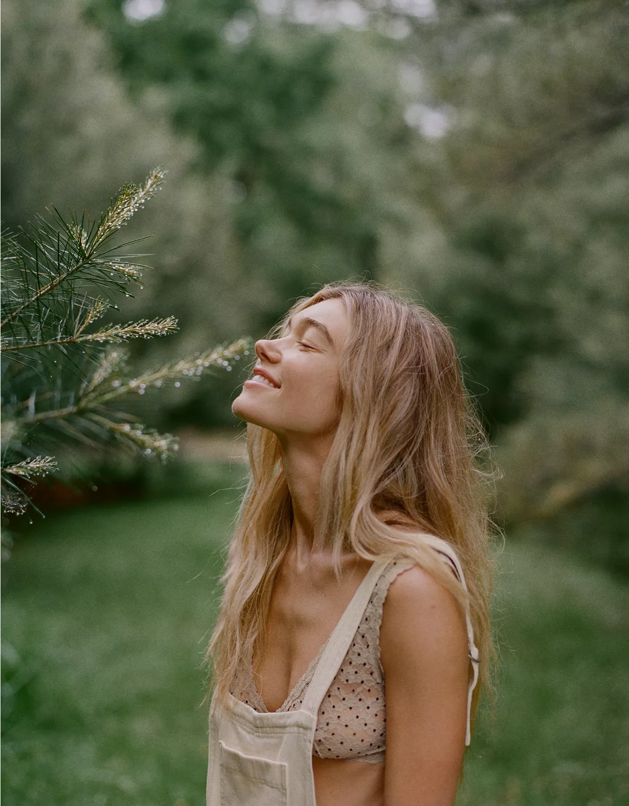 Aerie Show Off Flocked Vintage Lace Plunge Bralette Stone Harbor