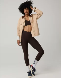 OFFLINE By Aerie Real Me XTRA High Waisted Ribbed Legging Deep Earth