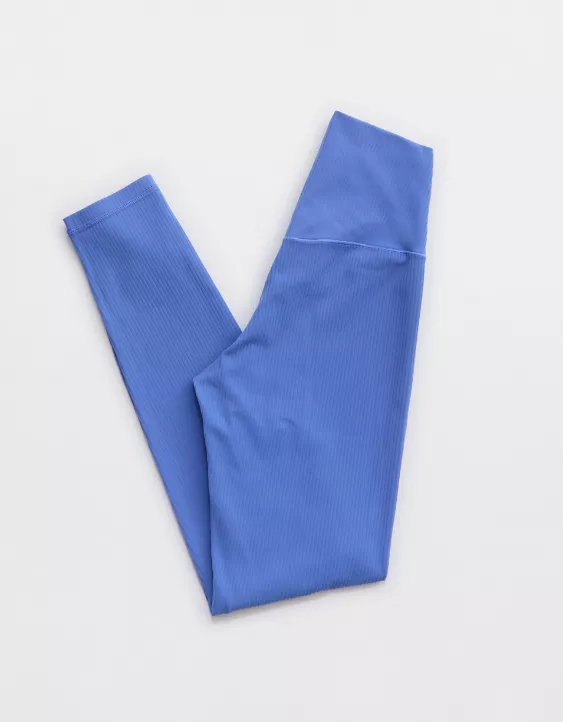 OFFLINE By Aerie Real Me XTRA High Waisted Ribbed Legging Ice Blue - Image 4
