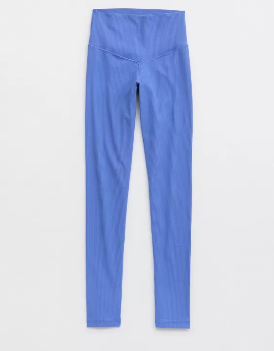 OFFLINE By Aerie Real Me XTRA High Waisted Ribbed Legging Ice Blue - Image 3
