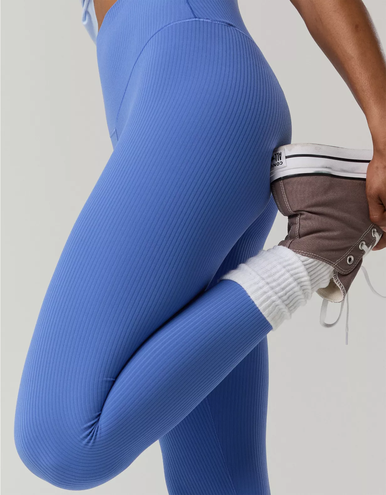 OFFLINE By Aerie Real Me XTRA High Waisted Ribbed Legging Ice Blue