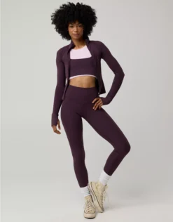 OFFLINE By Aerie Real Me XTRA High Waisted Ribbed Legging Cool Berry