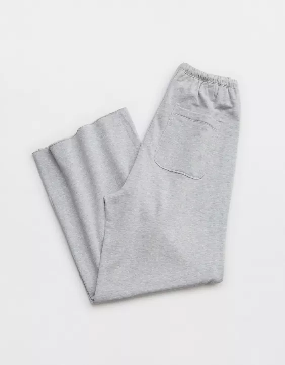 OFFLINE By Aerie OTT Fleece Super Wide Leg Pant Medium Heather Gray - Image 4
