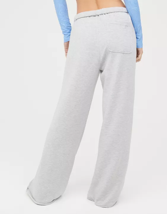 OFFLINE By Aerie OTT Fleece Super Wide Leg Pant Medium Heather Gray - Image 2