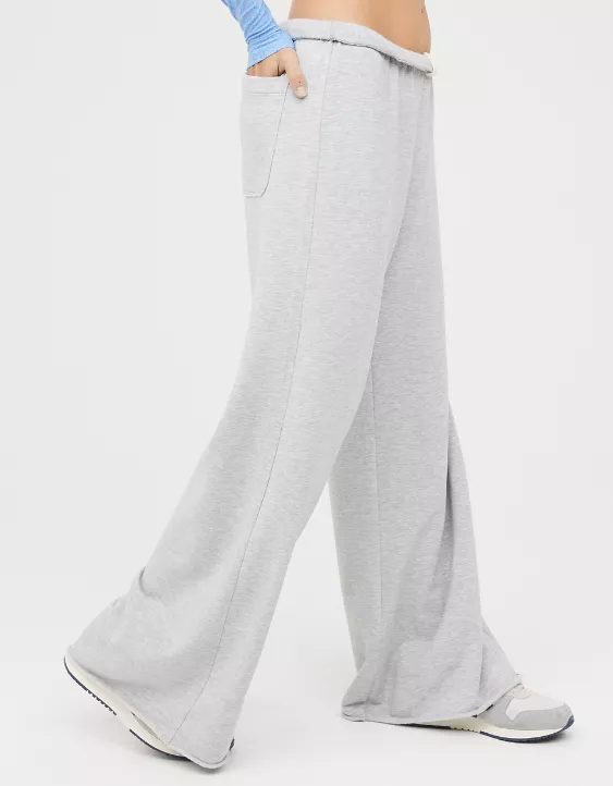 OFFLINE By Aerie OTT Fleece Super Wide Leg Pant Medium Heather Gray - Image 5