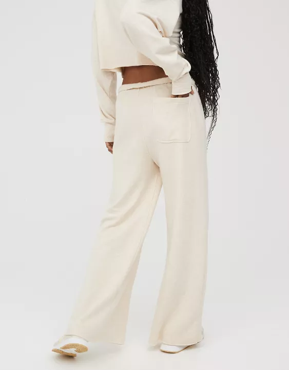 OFFLINE By Aerie OTT Fleece Super Wide Leg Pant Heather Frost - Image 2