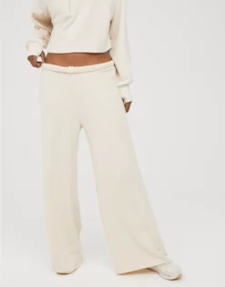 OFFLINE By Aerie OTT Fleece Super Wide Leg Pant Heather Frost