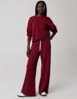 OFFLINE By Aerie OTT Fleece Super Wide Leg Pant Deep Cherry