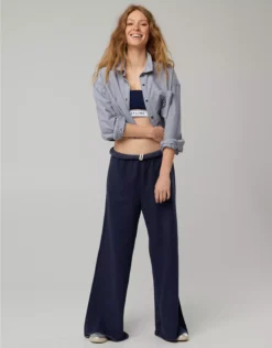 OFFLINE By Aerie OTT Fleece Super Wide Leg Pant Royal Navy