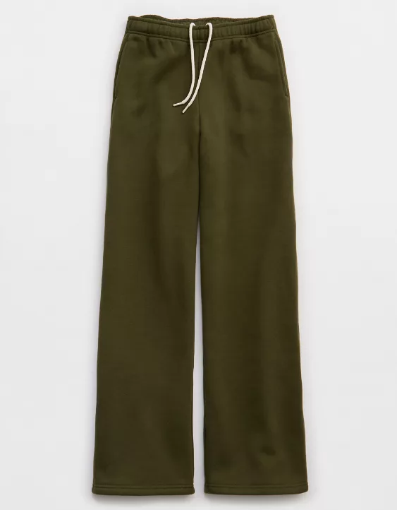 OFFLINE By Aerie Cloud Fleece Trouser Military Green - Image 3