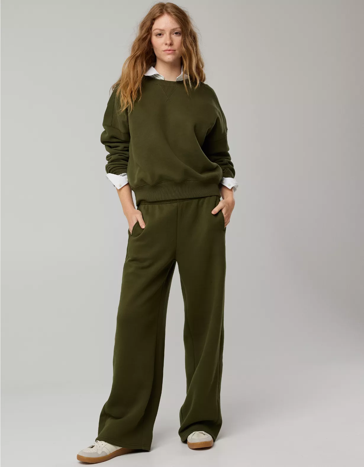 OFFLINE By Aerie Cloud Fleece Trouser Military Green